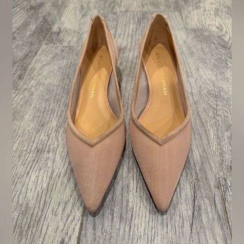 Stuart Weitzman nude Eva mesh kitten heel pumps in ginger - Picture 2 of 8