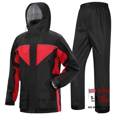 Motorcycle Rain Suit for Men and Women Waterproof Anti-storm Large Red