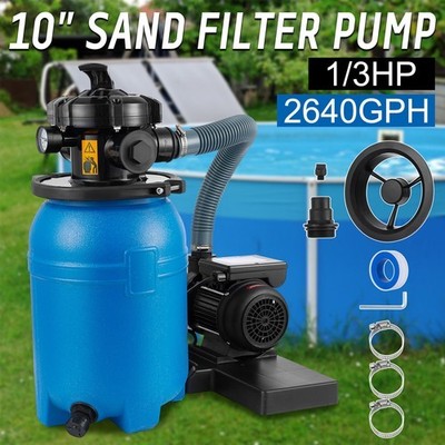 10'' Sand Filter Above Ground with 1/3HP Pool Pump 2640GPH Hi-Flow 6-Way Valve