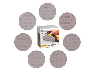 Mirka Abranet Schleifscheiben Ø125mm Klett Mix-Pack, 35 Stk, Holz & Spachtel