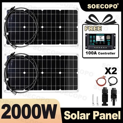 2000W Solar Charging Kit - 2x1000W High-Efficiency Panels+Y-Cable Home/Outdoor