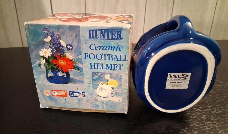 De colección Equipo NFL Cerámica Fútbol Helmut-1993-NY Giants-Hecho por Hunter-Nuevo Foto 3 de 4