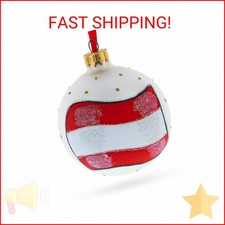 Flag of Austria Glass Ball Christmas Ornament 3.25 Inches