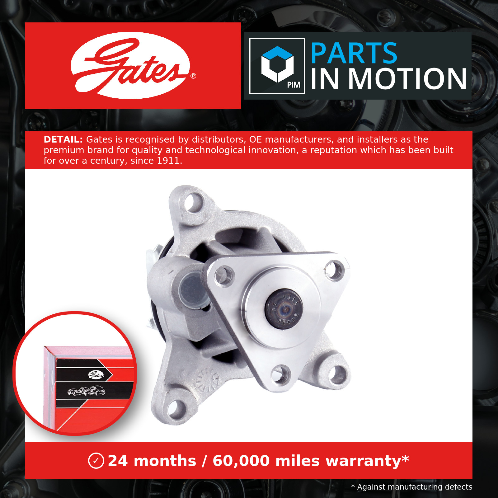 Water Pump fits VOLVO V50 545 1.8 2.0 04 to 12 Coolant Gates 30777590 31319266
