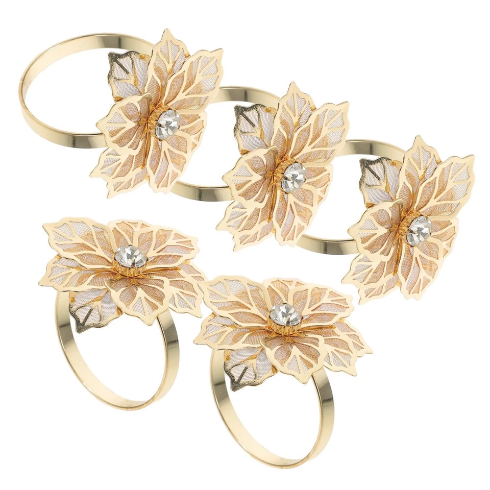  5 Pcs Anello Portatovagliolo Anelli Di Tovaglioli Metallo Delicati - Immagine 4 di 4