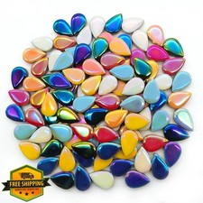 EDFLIFE 7oz Iridescent Drop Mosaic Tiles for Art Craft Projects