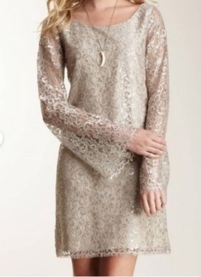 Corey Lynn Calter Jolene Lace Metallic Shift Dress Size 6