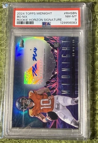 Topps 2024 Midnight Rookie Horizon Signatures Bo Nix RC Auto PSA 8
