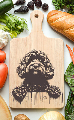 Cockapoo Dark Dog Cutting Cheese Board