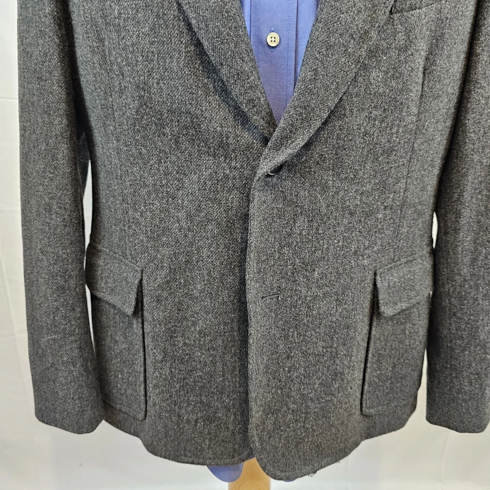 Abrigo deportivo Steven Alan de algodón texturizado tipo tweed gris carbón 2 botones 46S Foto 3 de 4