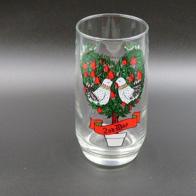 Anchor Hocking Twelve Days of Christmas 2nd Day Two Turtle Doves Flat Tumbler