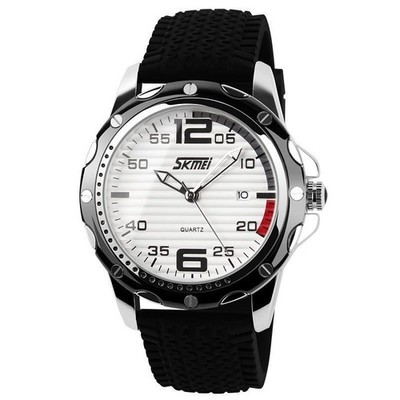 Herren-Armbanduhr aus zartem Silikon, Sport, wasserdicht, Quarz, analoges Datum