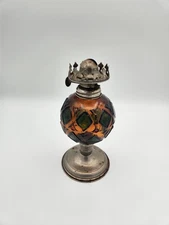 Vintage Amber Stained Kerosene/Oil Lamp