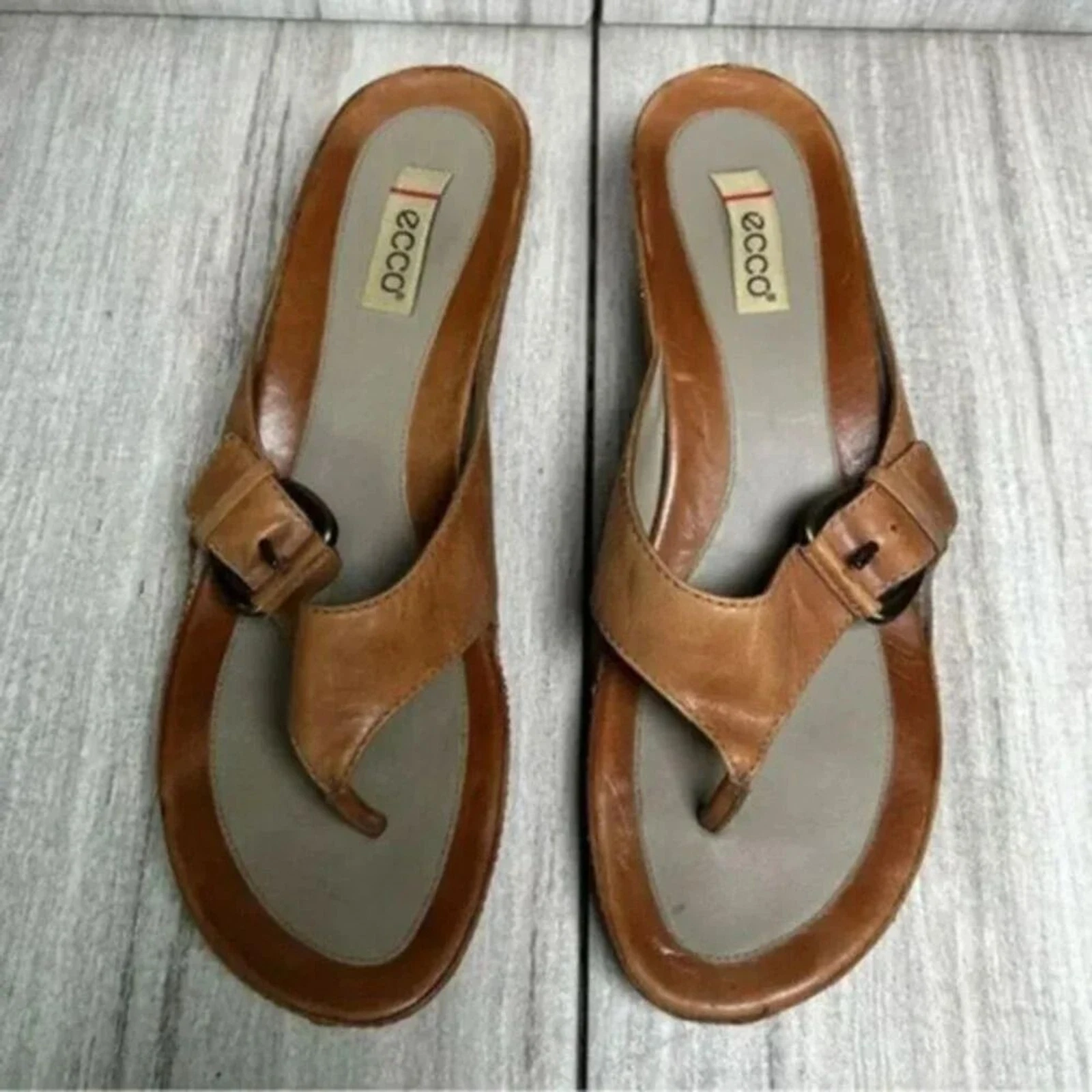 Sandali infradito infradito ECCO in pelle marrone con fibbia donna 11 euro 42