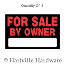 Hillman Black  Red For Sale By Owner Sign, 8 in. x 12 in. 5-Pack
