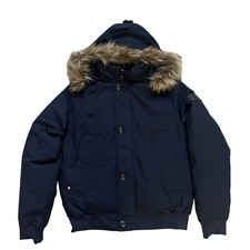 Tommy Hilfiger Mens Removable Hood Essential Bomber Down Jacket Short Parka Navy