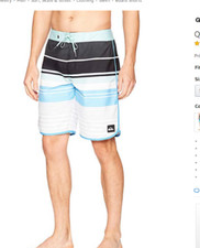 NEW Quiksilver sz 36 board short swim Eye Scallop green black blue white stripe