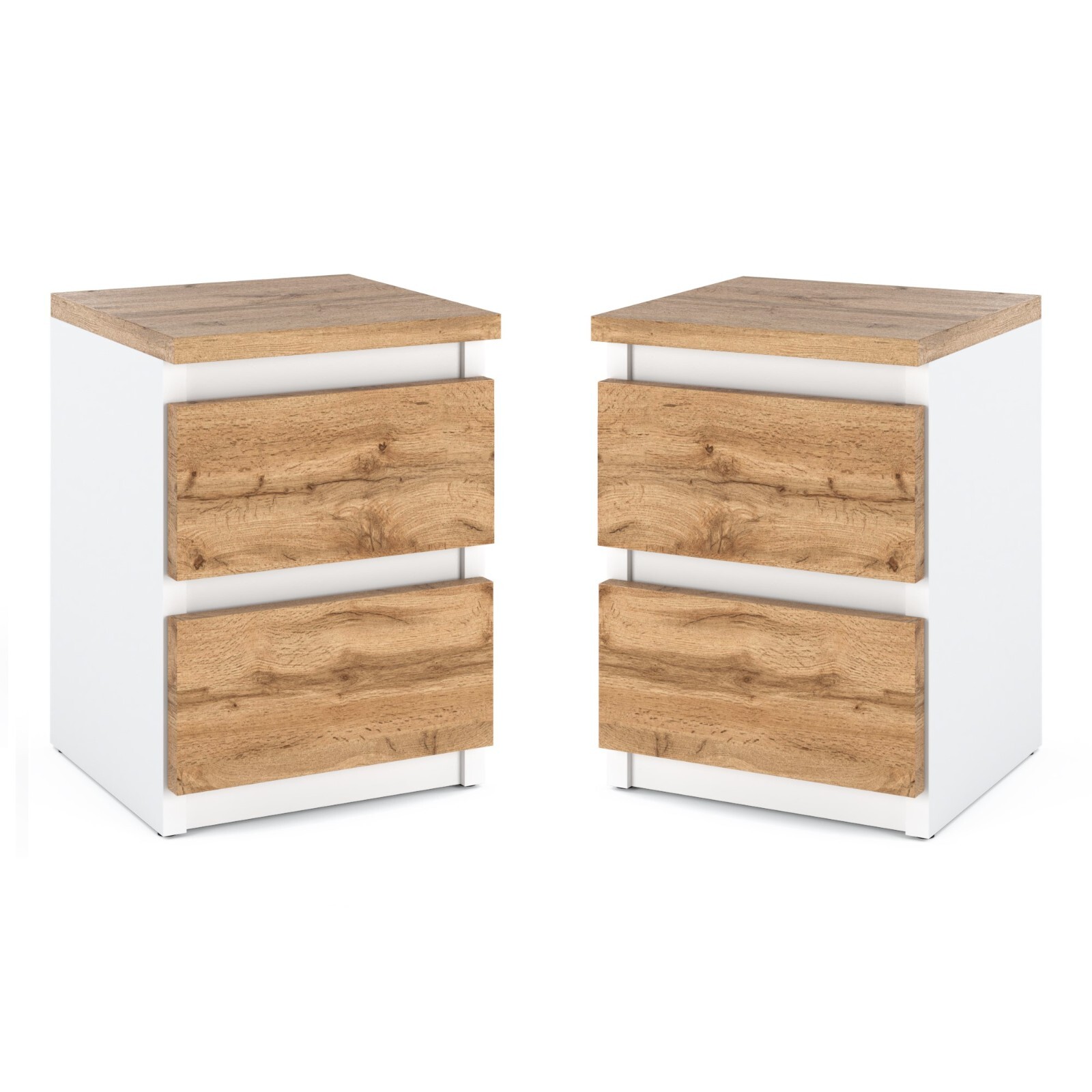 Nachttisch Weiß 2er set Nachtschrank Nachtkommode mit Schubladen (viele Farben)