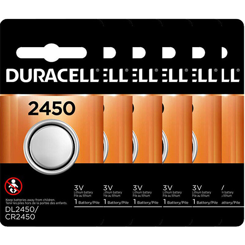 2 Pcs Duracell 2450 DL2450 CR2450 3V Coin Cell Lithium Button Battery
