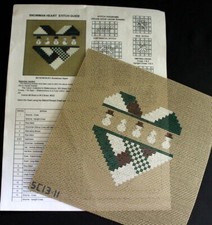 Needlepoint Hand Painted Canvas with Stitch Guide: Snowman Heart