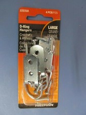 Hillman D-Ring Hangers Package of 4 Large Size 122318  NEW