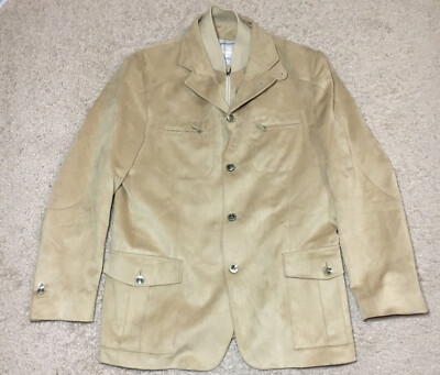 #ad Cornelian ID Blazer Jacket Zip In Liner Tan Size 52R Made In Italy $104.99