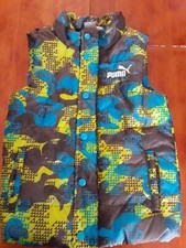 PUMA Puffy Vest Blue-Black Green Snap Closure-Polyester 6 years