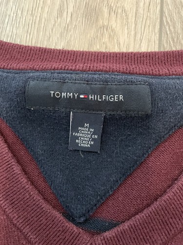 Tommy Hilfiger V Neck Jumper M Chest Sweater Premium Cotton - Picture 3 of 8