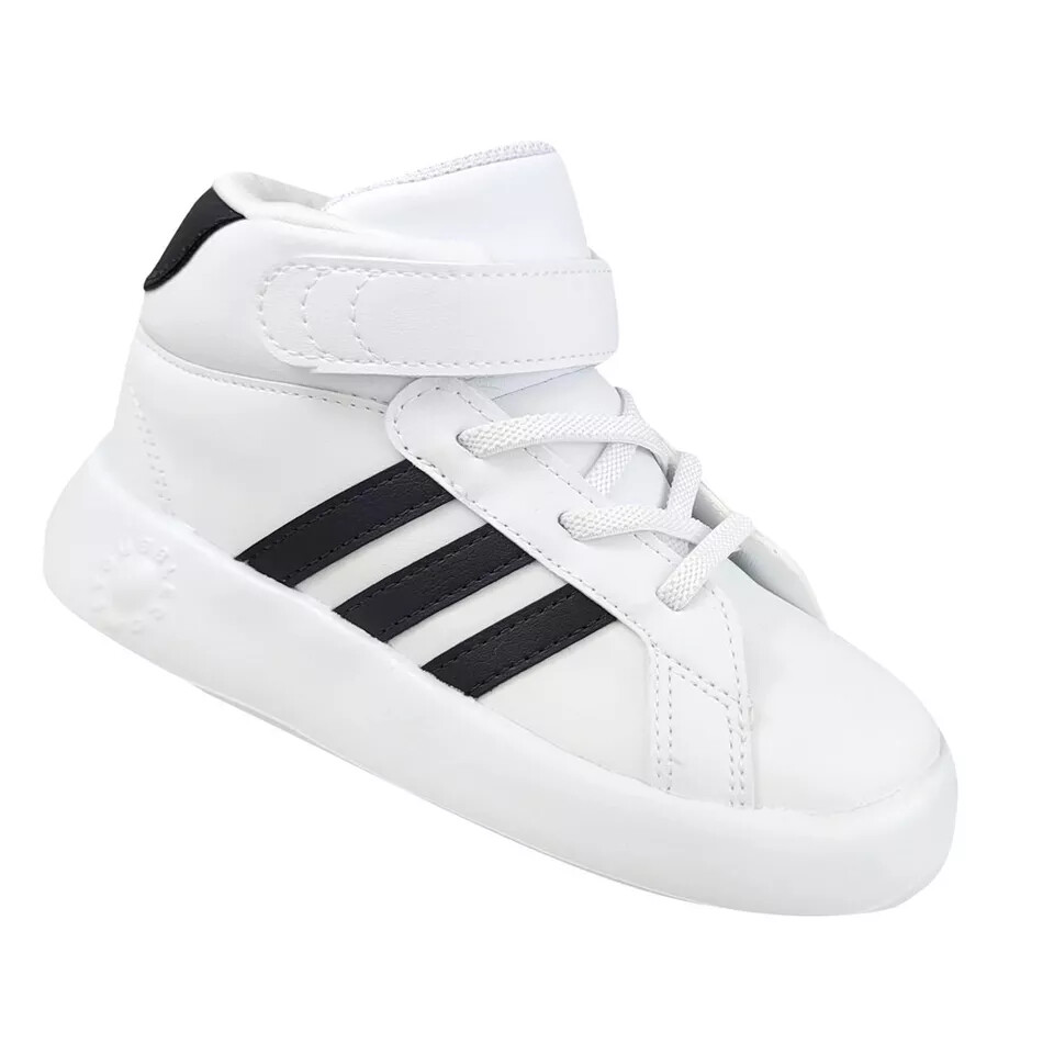 Toddler adidas Grand Court Mid I White Black Sneaker Tennis