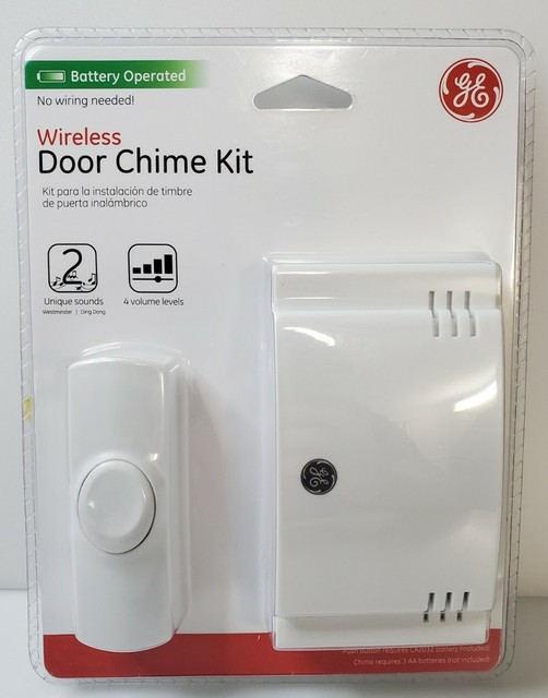 GE Wireless Door Chime Kit Doorbell 2 Sounds Battery Volume Control