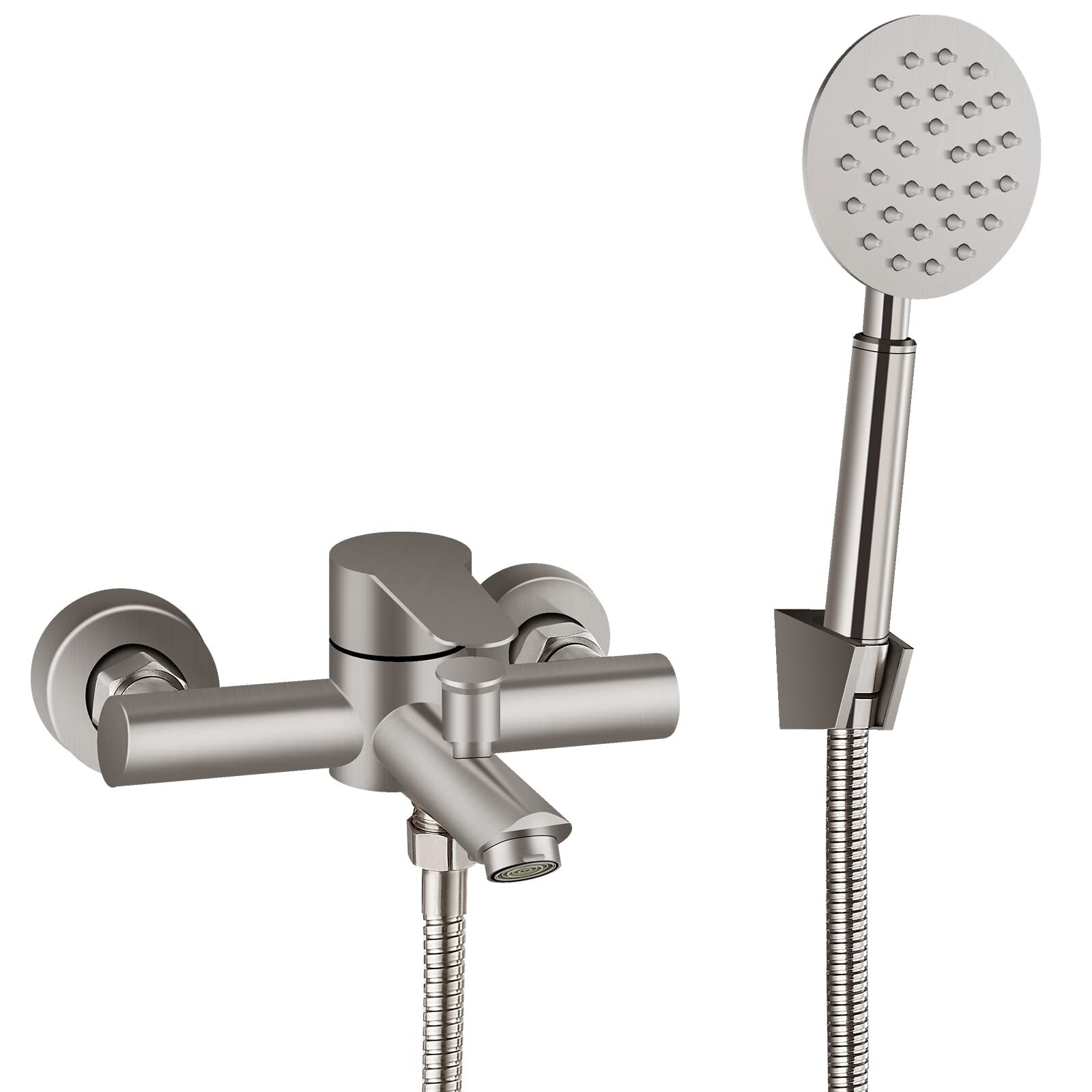 Aolemi Brushed Nickel Bathtub Faucet Wall Mount Only Tub Filler Handheld Sprayer