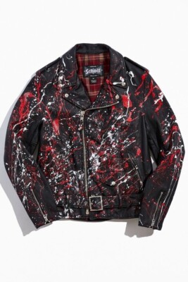 Schott Hand Painted Truth Moto Leather Jacket 626VN Medium PER21