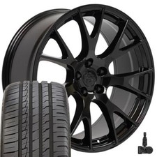 2528 Gloss Black 20x9 Rims 24545 Tires Tpms Set Fits Dodge Chrysler