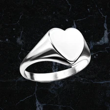 High Polish Flat Heart Top Over Ring - Stainless Steel Plated Heart Ring