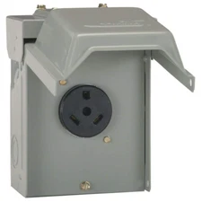 "RV Hookup Power Outlet Circuit Breaker Receptacle Box Rainproof Enclosure 30 Am