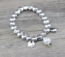 Handmade Uno STYLE De nico 50's Stretch Bracelet WHITE B22