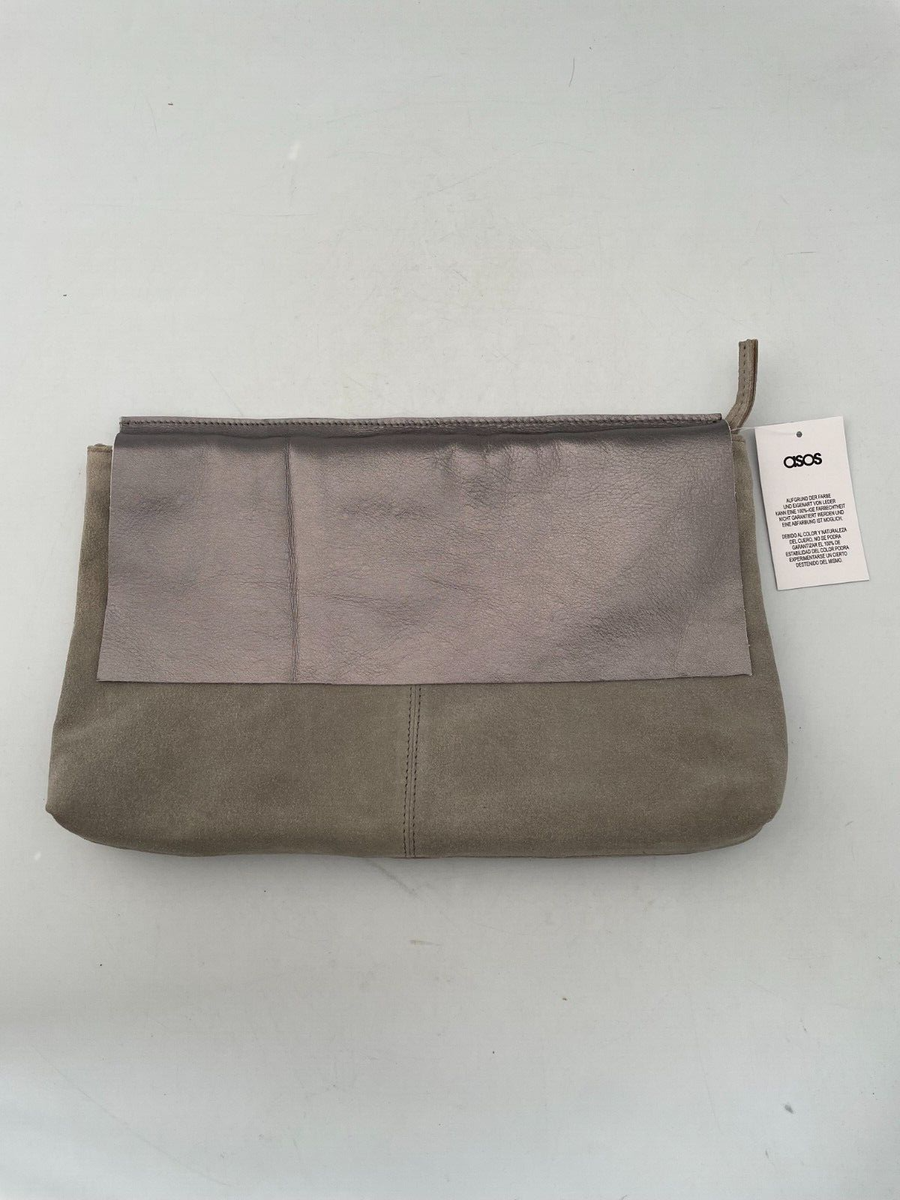 Clutch Bag Pouch Asos ASOS DESIGN Suede Tuck Front Clutch Bag