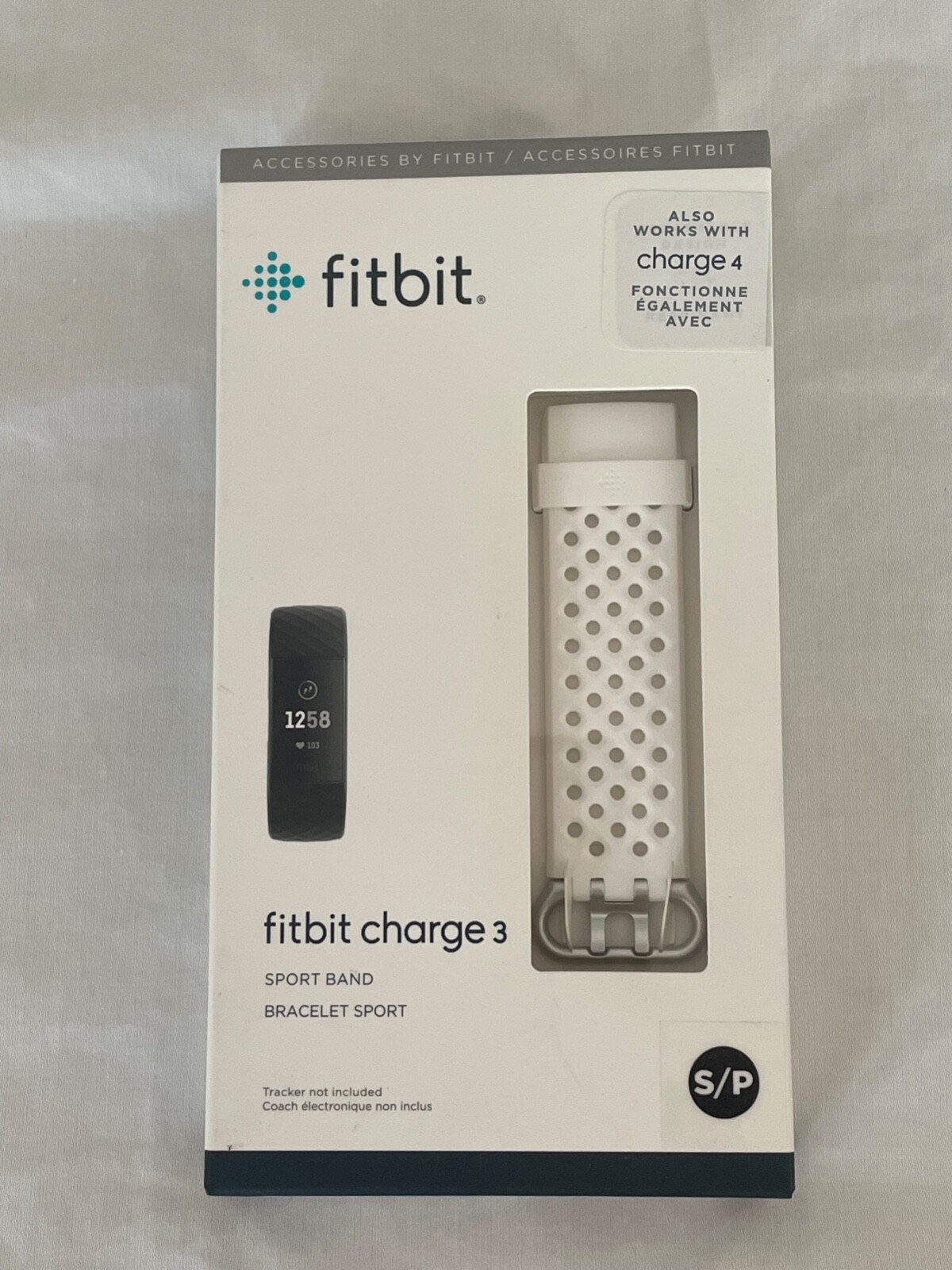 Fitbit Sport Band Silicone Watch Strap for Fitbit Charge 4, 3 - Small S/P -White