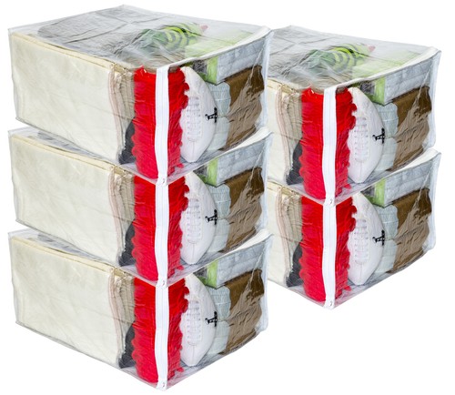 5-Pack Clear Vinyl Zippered Sweater Storage Bags 17 x 20 x 10 Inch - 第 1/5 張圖片