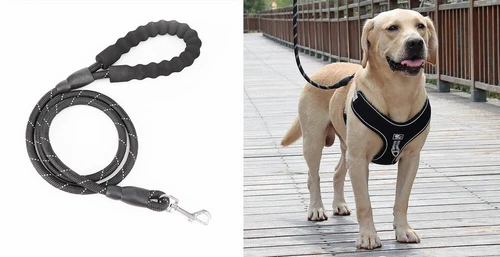 59 inch Strong Dog Leash Collar Pet Rope With Padded Handle Reflective