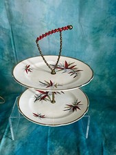 Vintage Mayell Bamboo Design Two Tier Cake Stand