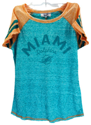 G-III Damen Miami Dolphins Meliert Bleicher T-Shirt Aqua / Orange, M