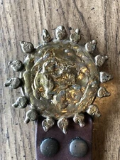 Vintage belt with bronze brazing art buckle