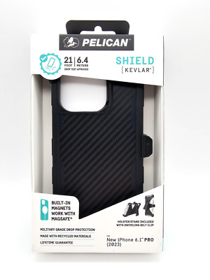 Pelican Shield Compatible with MagSafe Case w Holster For iPhone 15 Pro Black