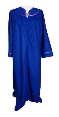 Adonna Housecoat Size Medium Blue Full Length Zip Pocket Duster