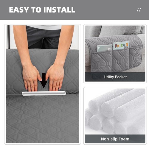 1+2+3 Sitz Sofabezug Wasserdicht Gesteppt Stuhl Sofa Couch Schonbezug Matte 3tlg/Set - Bild 6 von 69
