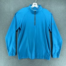 Under Armour 1/4 Zip Pullover Mens L Blue Athletic Long Sleeve Loose Fit Workout