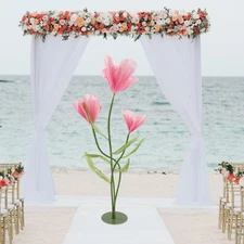 Artificial Wedding Flowers, Elegant Three-Headed Tulips for Reception Decor