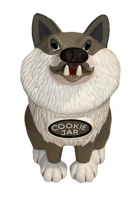 1998 Vintage Howling Wolf Cookie Jar-Gray White Novelty With Sound Novelty