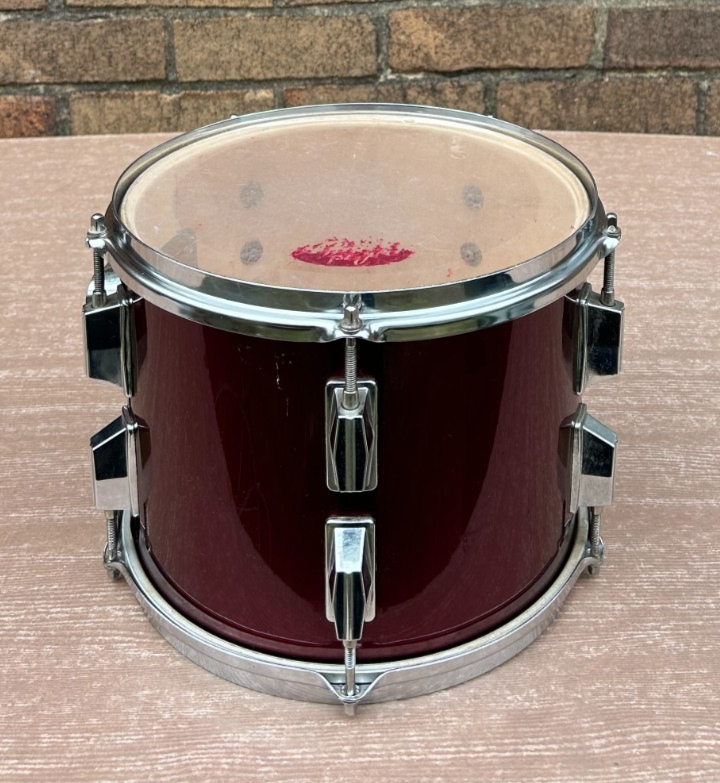 PERCUSSION PLUS Century 10''x 08'' 5-Lug Rack Tom Wine red Made in Taiwan photo 3